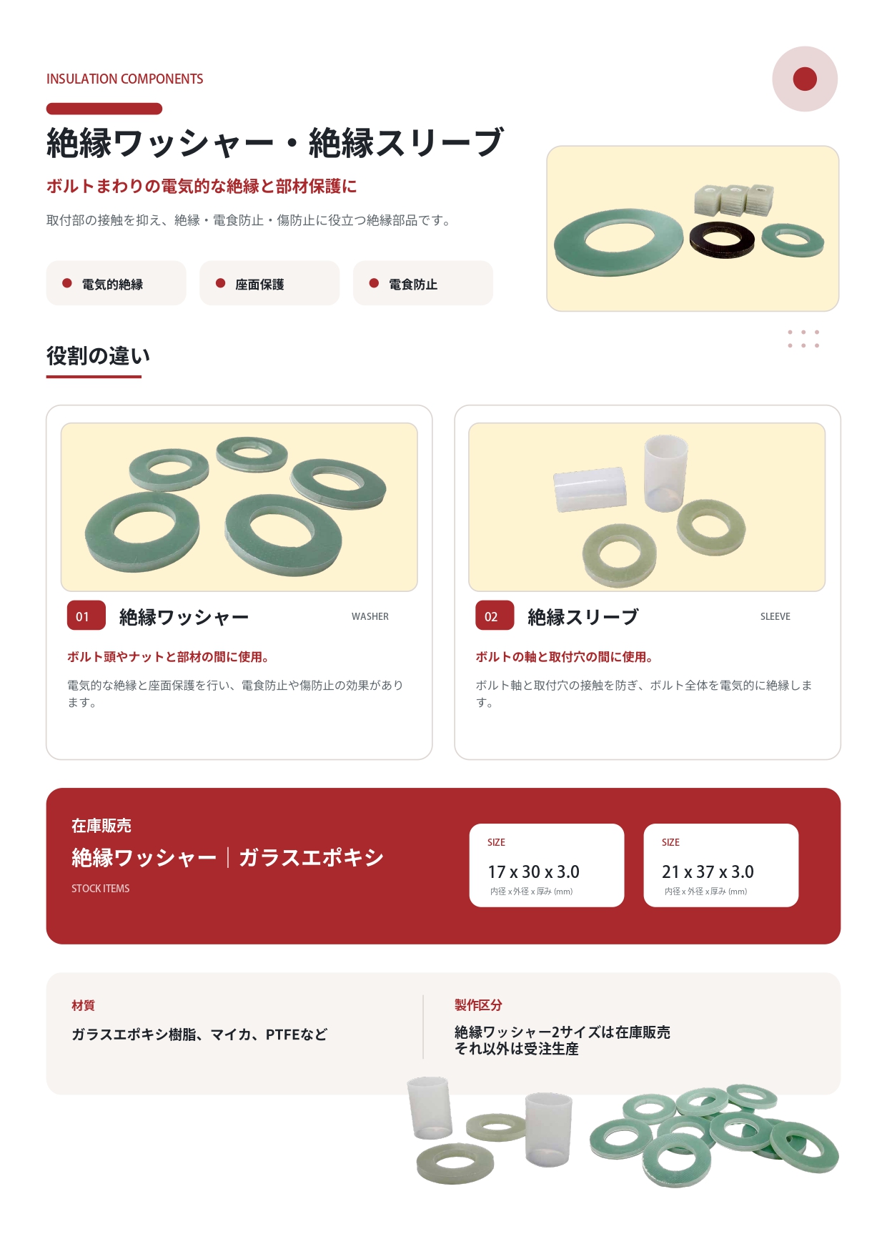 絶縁ワッシャー・絶縁スリーブ